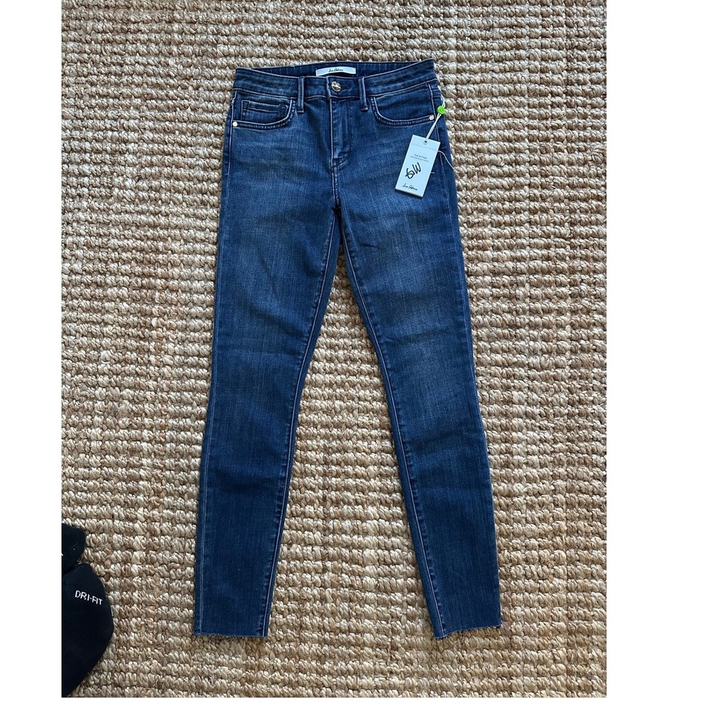 Sam Edelman The Kitten Mid Rise Skinny‎ Ankle Jeans Dark Wash Raw Hem 2/26